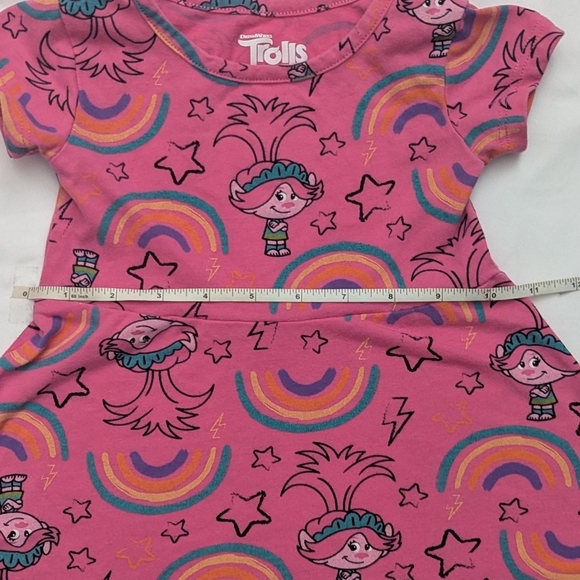 Trolls Pink Rainbow Toddler Casual Dress Shortsleeve - Picture 5 of 5